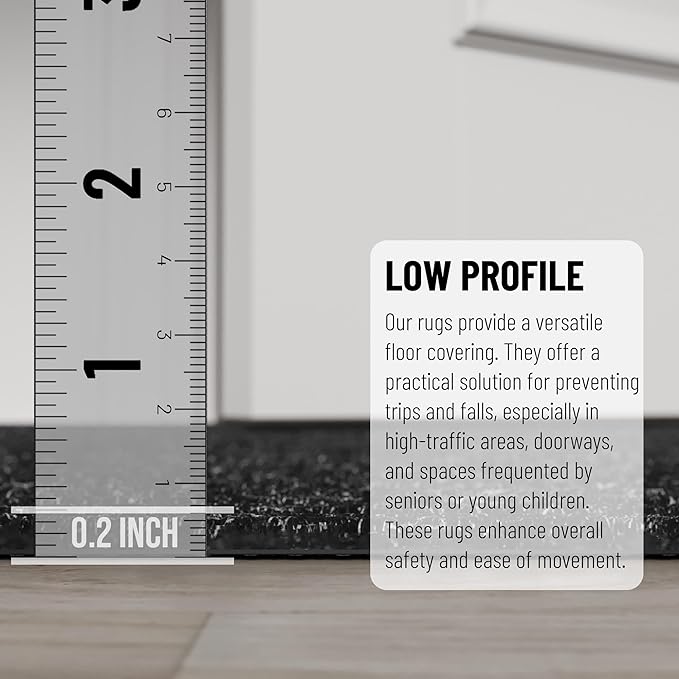 Ottomanson 6'6" x 35' Hallway Runner with Scraper Pile - Extra Durable Non-Slip Rug Mat for Indoor & Outdoor Use - Ideal for Kitchen, Entryway & Garage - High-Traffic Carpet, Black