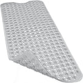 Bathtub and Shower Mats, 40x16 Inch Extra Large Non Slip Soft Bath Tub Mat with Suction Cups and Drain Holes for Bathroom Floor and Keep Tubs Clean, Machine Washable, Clear Gray