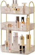 shuang qing Bathroom Counter Organizer Countertop Storage, Cosmetics Skincare Shelf, Makeup Organizer Perfume for Dresser Vanity Tray, Spice Rack for Kitchen(3 Tier-Clear)