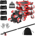 Upgraded Furniture Dolly Movers 5 Wheel Heavy Duty 2000LBS Capacity Carbon Steel Panel 360° Rotating Casters Furniture Slider for Sofa Refrigerator Piano (Red, 6in)