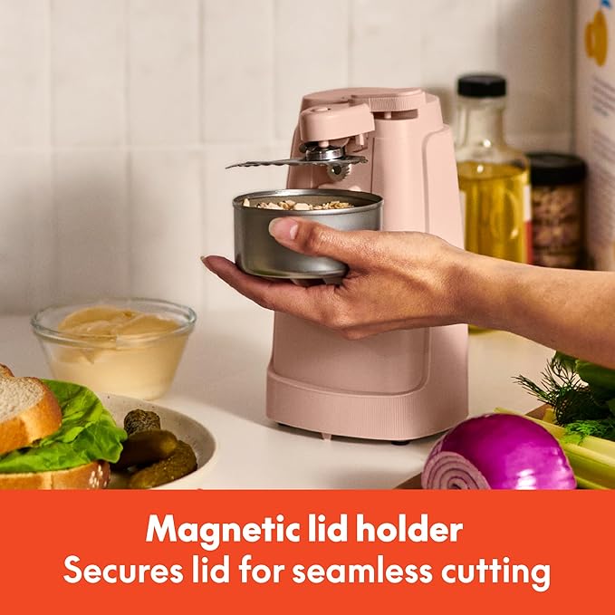 bella Electric Can Opener and Knife Sharpener, Removable Cutting Lever, Cord Storage, Stainless Steel Blade, Blossom
