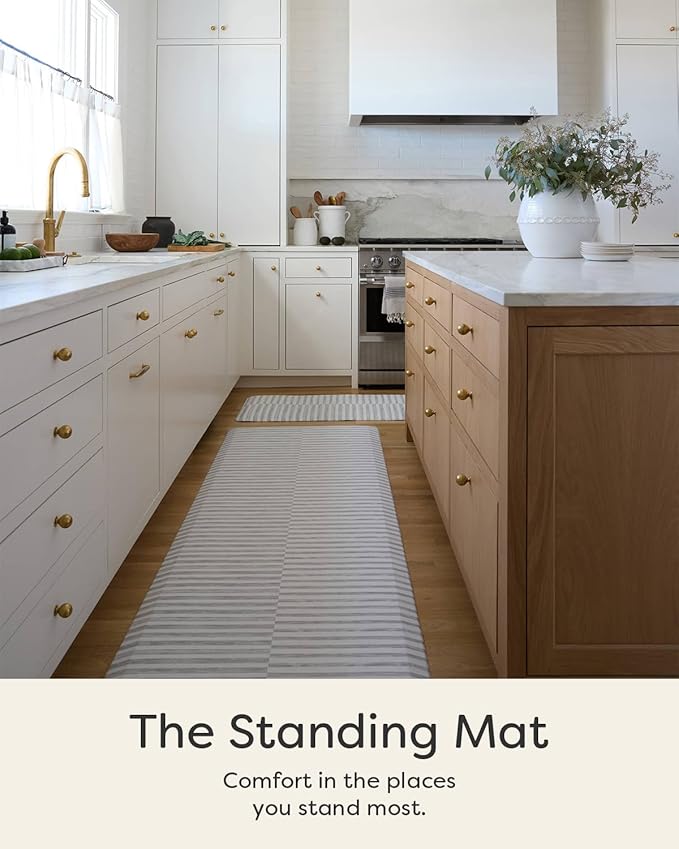 House of Noa Nama Standing Mat – Anti-Fatigue Kitchen Mats for Floor, Cushioned & Non-Slip Kitchen Comfort Mat for Standing, Thick Foam Anti-Fatigue Mat for Kitchen & Workspaces, Reese Ash 22" x 36"