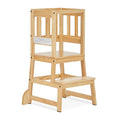 Dream On Me 2-in-1 Funtastic Tower and Step Stool, Toddler Step Tower for Learning & Play, Safety Rails, Anti-Skid Pads, Non-Slip Strips & Stabilizer Fins for Safe Counter Activities - Natural