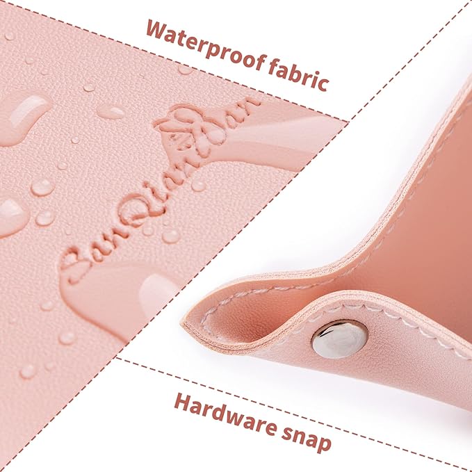 Leather Jewelry Valet Tray for Women and Man, Entryway Table Bedside Nightstand Desk Portable Small Catchall Travel Dish Plate for Key,Wallet,Watch,Phone,Coin(Pink-B)