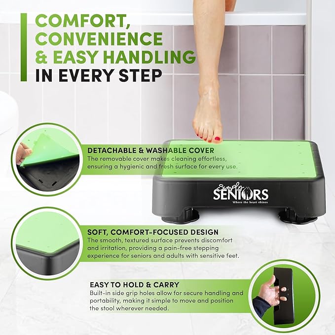 Small Step Stools for Adults - Noctilucent Small Mobility Aid for Seniors - Portable Heavy Duty Plastic Stepping Platform & Bed Steps for High Beds for Adults - Assist Device Kitchen Bathroom Toilet