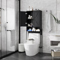 Vabches Over The Toilet Storage Cabinet with 2-Door Design Bathroom Organizers and Storage with Anti-Tip Device Over Toilet Organizer with Shelves for Bathroom,Restroom,Laundry Black