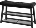 YATINEY Shoe Bench, 3-Tier Shoe Rack, Entryway Bench with Storage and Cushion, for Hallway, Foyer, Bedroom, Black HX02BB