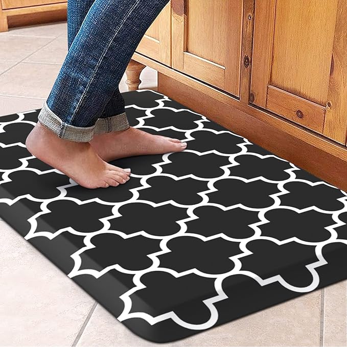 WISELIFE Anti Fatigue Floor Mat - 4/5 Inch Kitchen Mat Non Slip Waterproof Heavy Duty Ergonomic Comfort Mat Durable for Home, Office, Sink, Laundry,(17.3" x 28", Black)