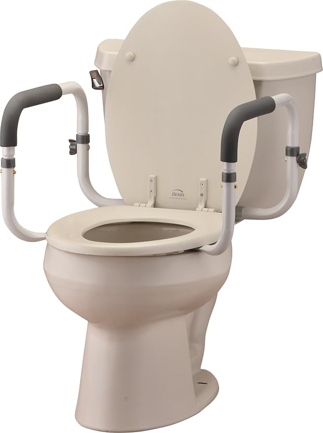 NOVA Toilet Safety Hand Rails – Adjustable Padded Armrests, Removable Aluminum Toilet Support Handles for Seniors & Mobility Assistance, Fits Standard & Elongated Toilets, 300 lb Capacity