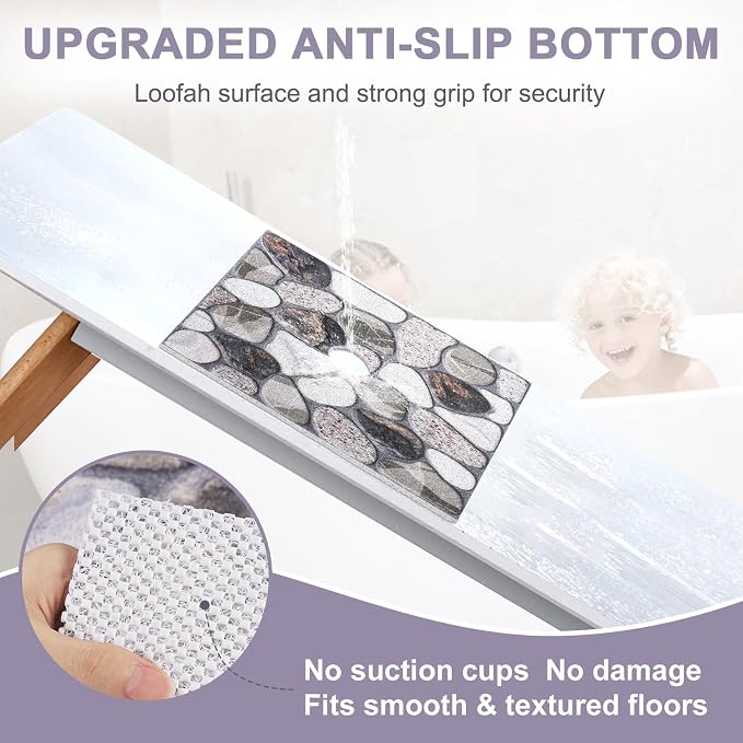 Square Shower Mat Non Slip: 36x36 Inch Extra Large Shower Mats with Drain Hole in Middle -Anti Slip Shower Mats for Inside Shower -Loofah Shower Floor Mat Bath Mat for Shower Stall Bathtub Elderly