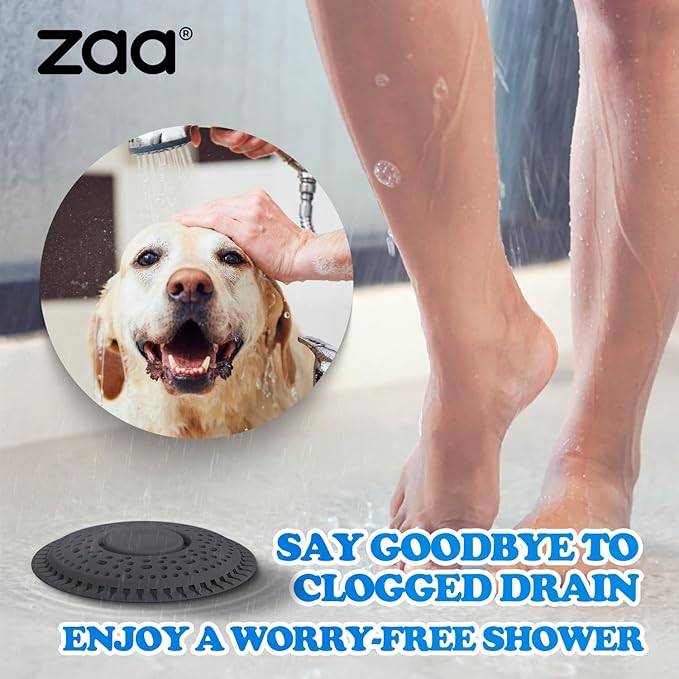 zaa Shower Drain Hair Catcher, Upgraded 2Pack Premium Silicone Drain Protector & Shower Drain Cover for Regular Floor Drains of Shower Room, Bathroom, Dark Gray