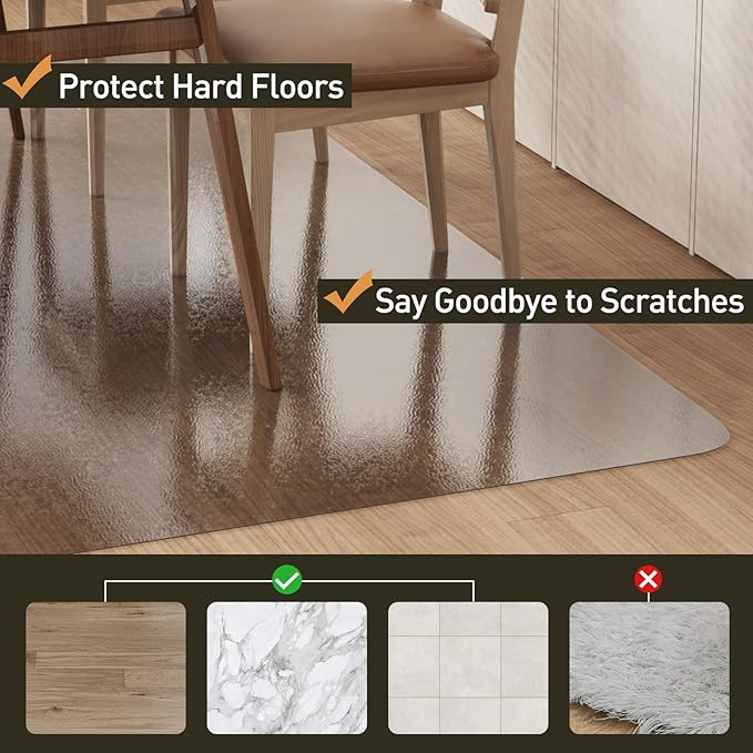 Area Floor Mat for Home, 4'×6' Translucent Black No Slip Waterproof Vinyl Area Rug for Hard Floor, Spill Resistant Floor Protector Cover for Kitchen, Easy Clean Splat Mat for Under High Chair