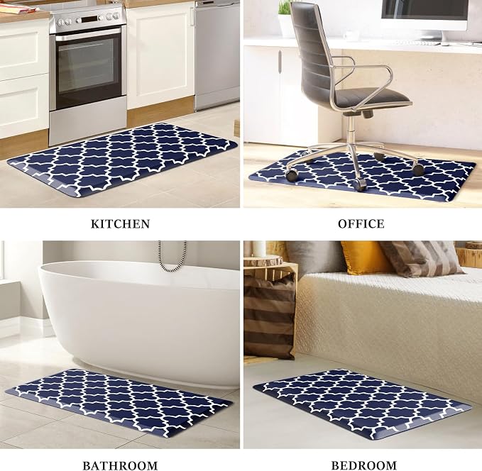 WISELIFE Anti Fatigue Floor Mat - 4/5 Inch Thick Kitchen Mat Non Slip Waterproof Heavy Duty Ergonomic Comfort Mat Durable for Home, Office, Sink, Laundry,(20" x 39", Blue)
