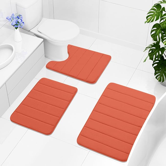 Buganda Memory Foam Bath Mat, 59" x 20", Ultra Soft and Non-Slip Bathroom Rugs, Water Absorbent and Machine Washable Bath Rug Runner for Bathroom, Shower, and Tub, Coral