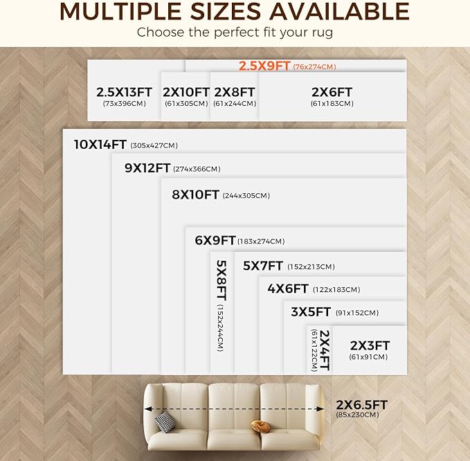 BAGAIL BASICS 2.5 x 9 FT Rug Pad Gripper for Hardwood Floors, Non Slip Rug Pads for Area Rugs, Extra Thick Under Rug Padding, Protect Your Rugs & Floors