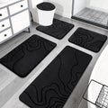 YIHOUSE Memory Foam Bathroom Rugs Sets 5 Piece - Extra Thick Ultra Soft Absorbent Bath Mat Set, Non-Slip Machine Washable Bath Rugs for Bathroom, Tub & Shower, Home Decor Accessories, Black