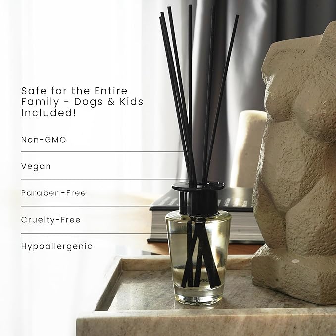The Magic Scent Mahogany & Teakwood Reed Diffuser for Home - Luxury Scent Diffuser with Premium Fiber Reeds for Lasting Gentle Dispersal - Natural, Toxin-Free Aroma Inspired by Ambercrombie & Fitch