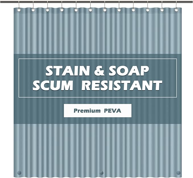 EHZNZIE Stone Blue Shower Curtain Liner 72x72, PEVA Waterproof Bath Curtain, No Chemical Smell, 3 Weighted Magnets, Durable with Rustproof Metal Grommets