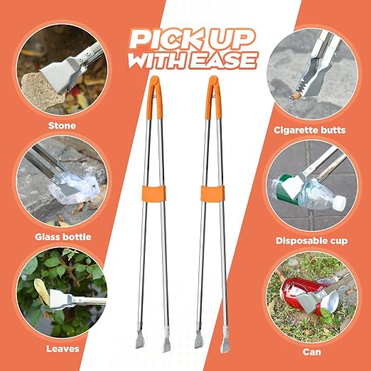 4 Pack 36" Reacher Grabber Tool Lightweight Litter Pick up Sticks Aluminum Rustproof Trash Grabber Garbage Picker Grabber Garden Leaf Cleaning Trash Tong Reaching Assist Tool for Elderly
