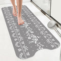 SHUCHING Gray Bath Mat for Tub Non Slip for Women-40 X 16 Inch, Flower Non Slip Bathtub Mat for Adults & Elderly Mold Free, Long Shower Mat for Inside Shower with Suction Cup, Machine Washable