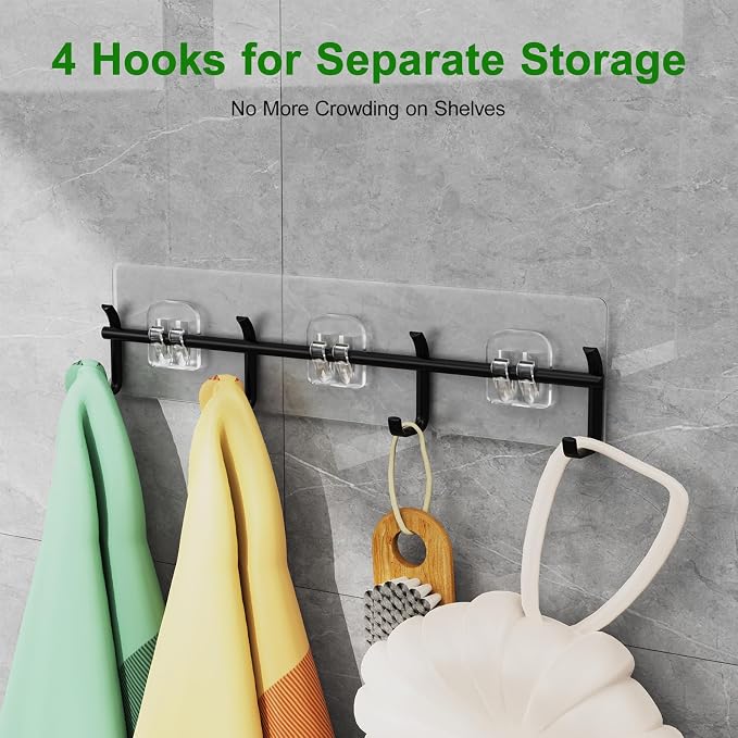 Adhesive Shower Caddy 6 Pack Rustproof Shower Shelves for Inside Shower No Drilling Bathroom Organizers and Storage Large Rack with Soap Holder Clear