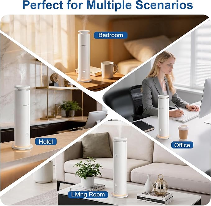 Waterless Scent Diffuser Starter Kit with 5 Essential Oils, Luxury Hotel-Class 1500 Sq Ft Cover Aromatherapy Diffuser Oil Machine with 4 Timers & 6 Mist Levels, 4.06Oz Air Diffuser for Home