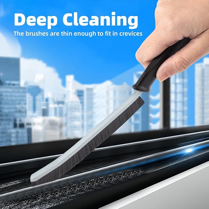 TQRR 3Pcs Hard Bristle Crevice Cleaning Brush, Scrub Brush, Kitchen Sink Cleaning Brush, Grout Brush, Corner Brush Cleaning Tools for Toilet, Bathroom, Gap, Home, Household, Window (3, Grey)