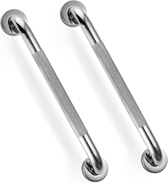 Grab Bars for Shower, Zynuhmo 2 Pack 16 Inch SUS304 Stainless Steel Shower Handles Bathroom Safety Shower Grab Bar Handrails for Handicap Injury Pregnant Senior Assist(Polished Nickel, 1" Diameter)