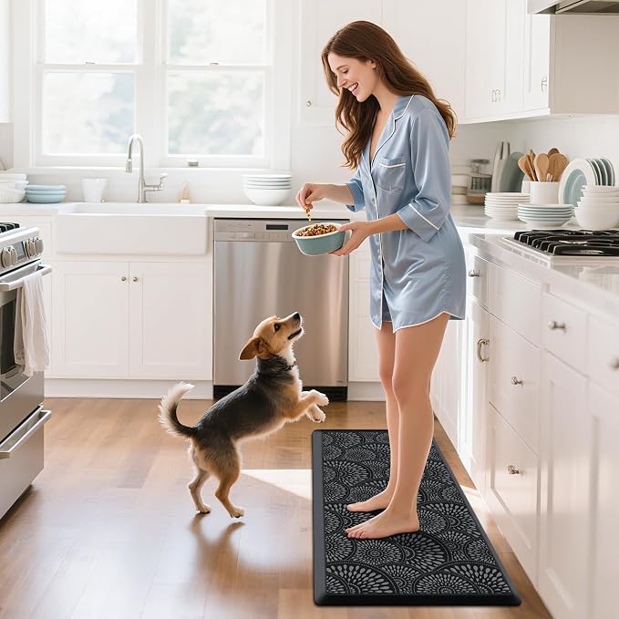 Mattitude Kitchen Mat, 17.3x39in Heavy Duty Ergonomic Comfort Foam Standing Desk Mat, Waterproof Non-Slip Standing Mats and Rugs for Kitchen, Office, Laundry, Black