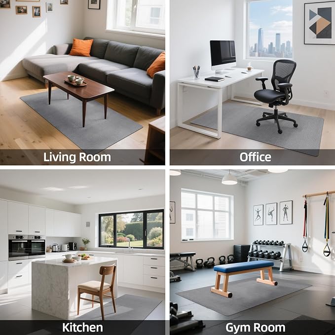 Office Chair Mat for Hardwood Floor, 55" x 35" Anti-Slip Mats for Rolling Chair, Large Computer Gaming Chair Mat, Tile Floors Protector for Office Home Gym, Light Gray
