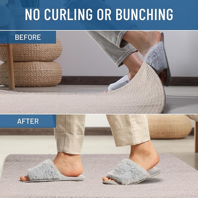 Everlasting Comfort Area Rug Gripper for Hardwood Floors - No Damage Non Slip Rug Pads, Floor to Carpet Tape for Holding Rugs in Place, Washable and Reusable, Double Sided Anti Slip Tape - 8 Pack