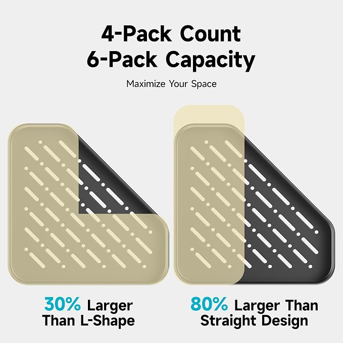 Veken Aluminum Corner Shower Caddy 4-Pack, Never Rust, No Drilling Adhesive Shelves, Stainless Rack with Soap Holder, Bathroom Organizers and Storage, Wall-Mounted Kitchen & Home Decor, Grey