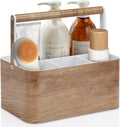 BYUNER Shower Caddy Portable for College: Devided Bathroom Caddy Shower Basket for Dorm with Handle, Plastic Bathroom Counter Organizer Storage Tote Bin for Dorm,Kitchen,Cabinet, Wood Grain
