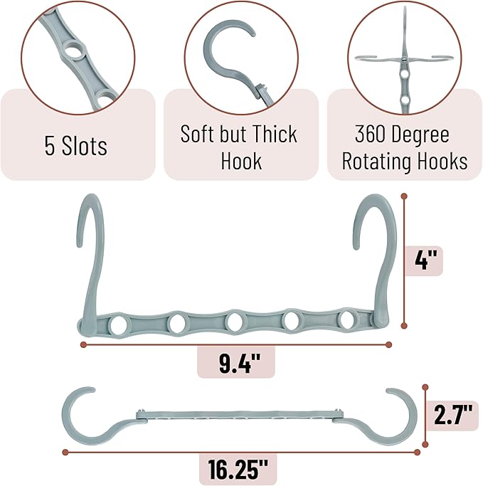 Mr. Pen- Space Saving Hangers, 16 pcs, 360° Rotating Hooks, Magic Cascading Hanger Organizer with 5 Enclosed Slots, Closet Organizers and Storage for Clothes, College Dorm Room Essentials