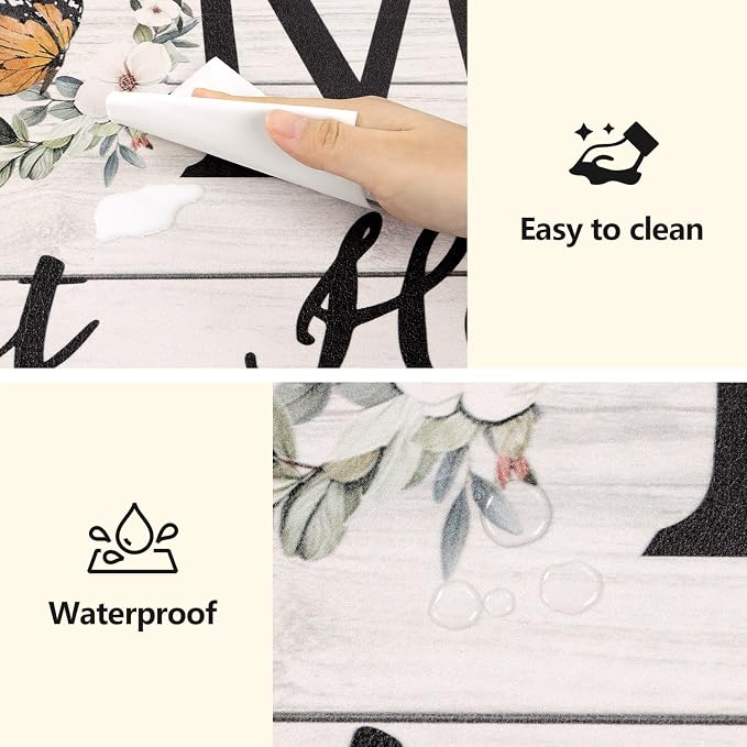 Yamaziot Anti Fatigue Kitchen Rug Set of 3, Non-Slip Waterproof Farmhouse Cushioned Comfort Standing Floor Mat for Kitchen, Office, Sink, Laundry