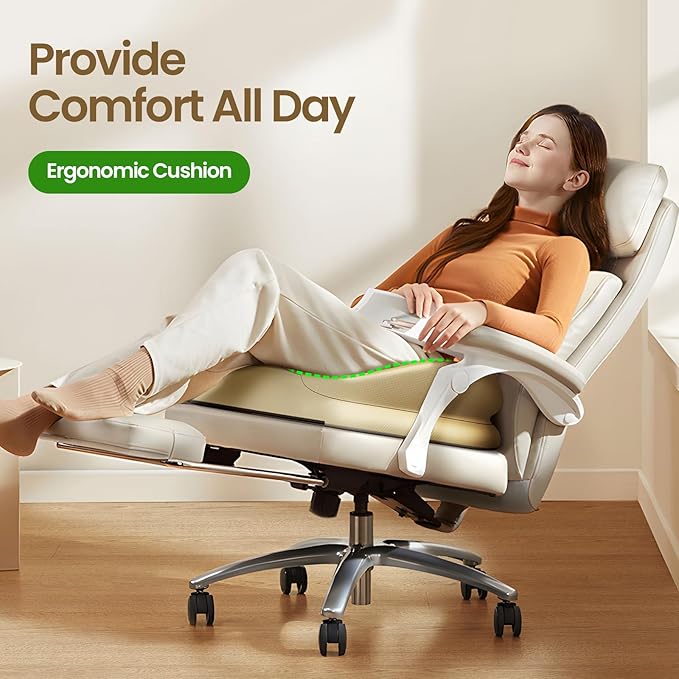 Benazcap Large Seat Cushion for Office Chair, Memory Foam, Beige