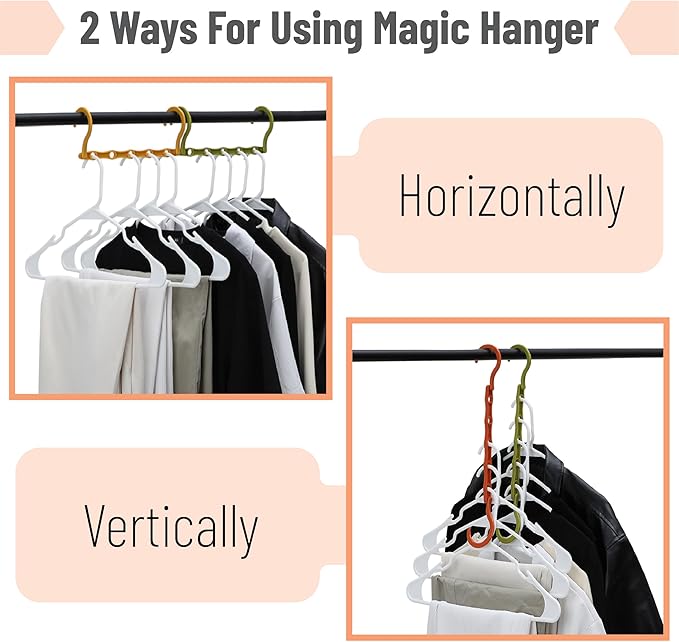 Mr. Pen- Space Saving Hangers, 8 pcs, 360° Rotating Hooks, Magic Cascading Hanger Organizer with 5 Enclosed Slots, Closet Organizers and Storage for Clothes, College Dorm Room Essentials