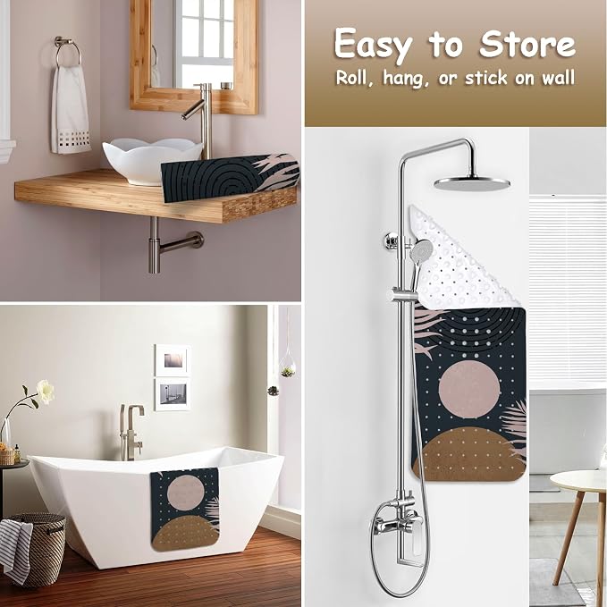 Bathtub Mat Non Slip, Bohemia Extra Long Bath tub Mat Shower Floor Mat with Suction Cups and Drain Holes for Adults Kids Elderly 40 X 16 Inch