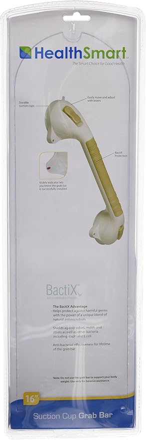 DMI Suction Cub Grab Bars for Bathroom, Shower Grab Bar, Shower Handles for Elderly, Grab Bars for Bathtubs and Showers, Suction Grab Bar for Shower, Tub Grab Bar, 16 Inch, Sand (Pack of 2)