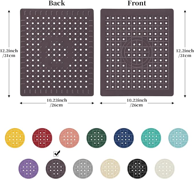 WILLKOMMEN Kitchen Sink Mat, 12" x 10" Rectangular Sink Protector Pad, Fast-Draining Grid Design Liner, Dish Drying Mat 2 Pack Coffee