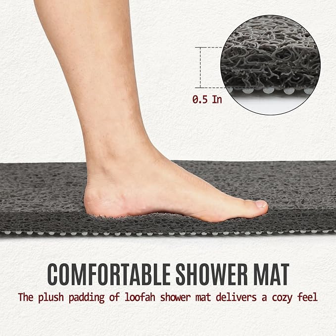 Joyhalo Shower Mat Bathtub Mat Non Slip, Bathmats Non Slip, Quick Drying Foot Scrubber Loofah Mats for Shower, Tub, Bathroom, Home, 47x16inch, Dark Grey