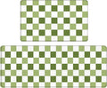 Bulijojo Green Plaid Anti Fatigue Kitchen Floor Mats Set of 2 Waterproof Kitchen Sink Runner Rug Standing Mat Cushioned Kitchen Rugs Comfort Doormat 17"x47"+17" x30“