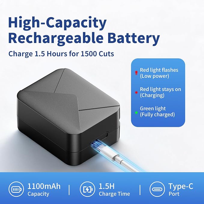 Rechargeable Electric Letter Opener Mail Opener Letter Openers Envelope Slitter Automatic Letter Opener Portable & Safe Blade Design, Universal Envelope Efficient Tool for Office Home (Black)