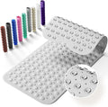 Non-Slip Bath Tub Mat, 39x16 Inch Extra Large Shower Mat with Drain Holes & Suction Cups, Machine Washable, Grey
