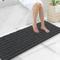 Smiry Bathroom Rugs Mat 47x17, Extra Soft Absorbent Chenille Bath Rugs, Non Slip Rubber Backing Machine Washable Quick Dry Bath Mats for Bathroom Floor, Tub, Shower, Home Decor Accessories, Dark Grey