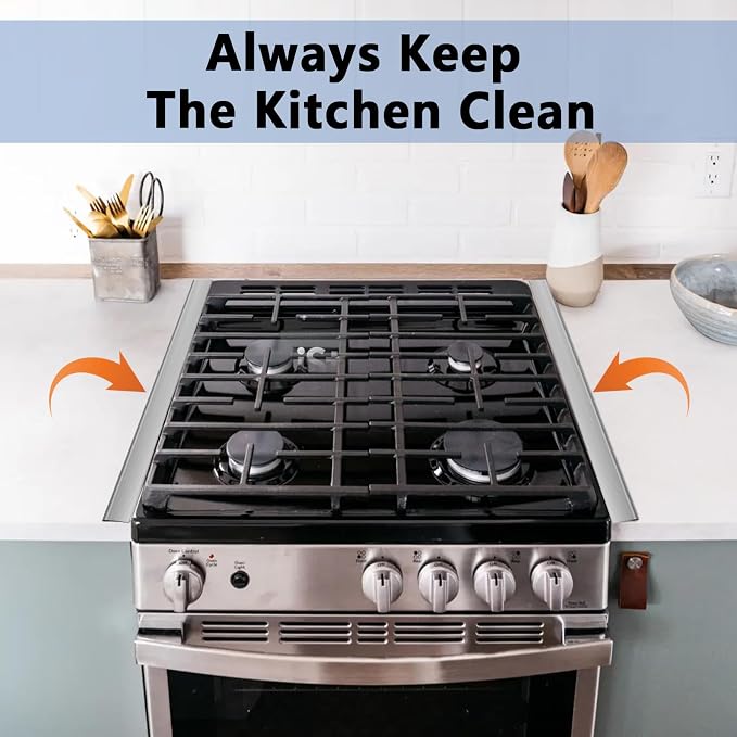 Stove Gap Covers Stainless Steel, 2 Pcs Stove Gap Filler for Counter Side Gap, Retractable Length 13.8" to 27.5"