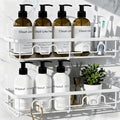 Adhesive Shower Caddy, Large Capacity Shower Racks for Inside Shower, No Drill Bathroom Shower Organizer and Storage, 2 Pack White Bathroom Shelves, Home Decor Rv Accessories, Apartment