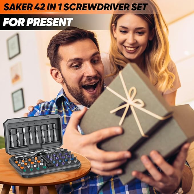 Saker 42 in 1 Magnetic Screwdriver Set for Fathers Day, Multi Bit Free Combination Ratchet Screwdriver Set Portable Repair Tool Kit for Gifts Furniture, Computer, Bicycle and DIY Grey