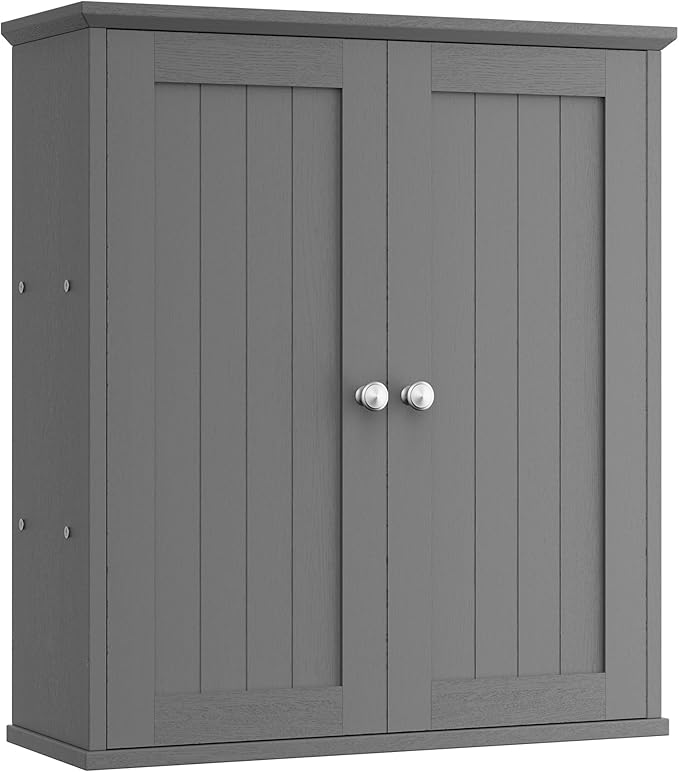 Shintenchi Bathroom Wall Medicine Cabinet with 2 Door, Bathroom Storage Organizer Over The Toilet,Space Saving Storage with 3-Tier Shelves,Gray
