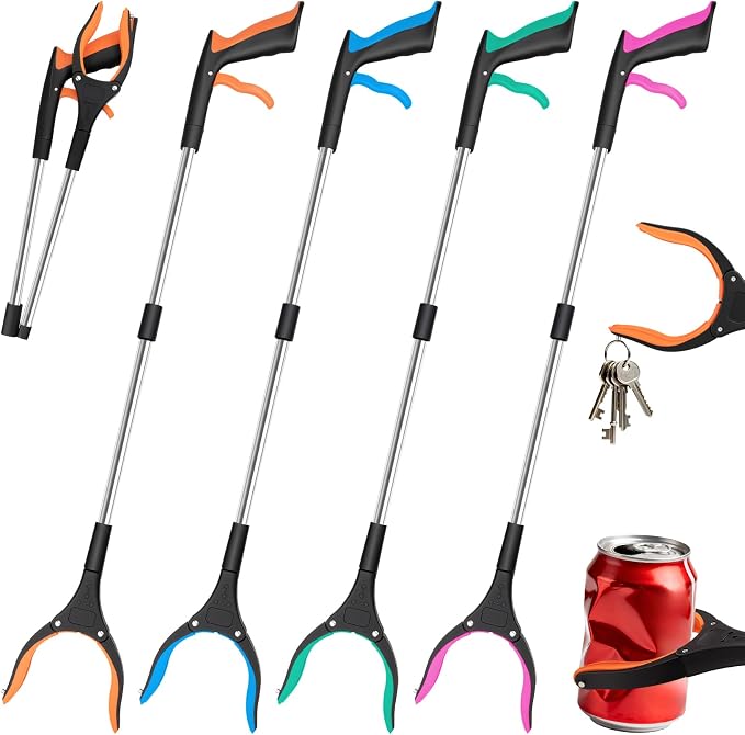 JTIEO Grabber Reacher Tool - 32” Extra Long Foldable Gripper and Reaching Tool - 4 Pack Heavy Duty Pick Up Stick Grabbers
